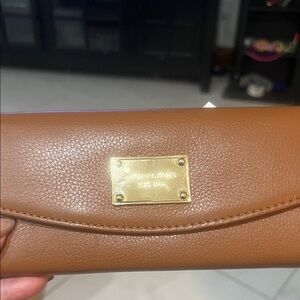 Michael Kors Brown Leather Wallet with Gold Accents